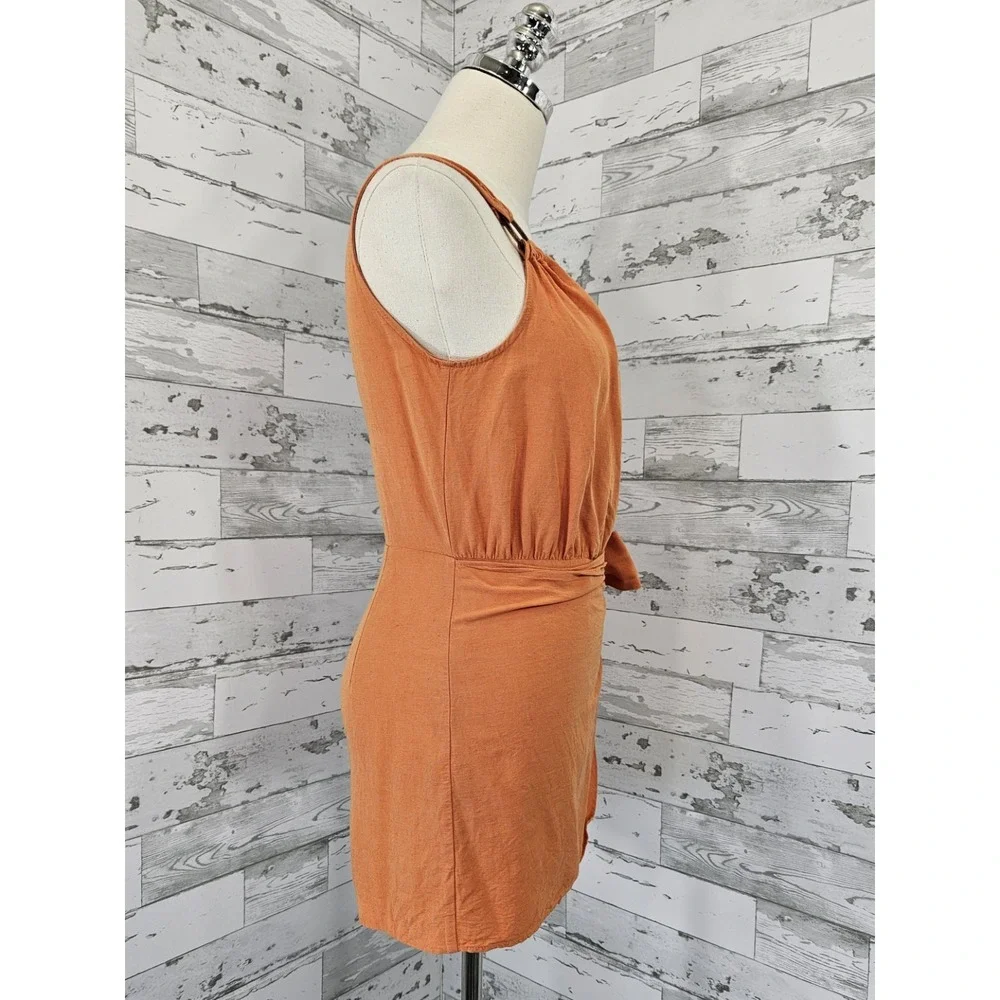 Zara Orange Sleeveless Romper Wrap Front Tie V Neck Womens Xsmall